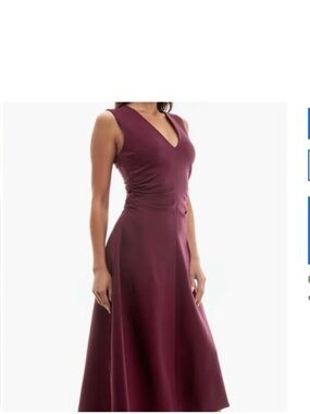 Socialite Shirred Waist Asymmetric Midi Dress | Plum | Size XS